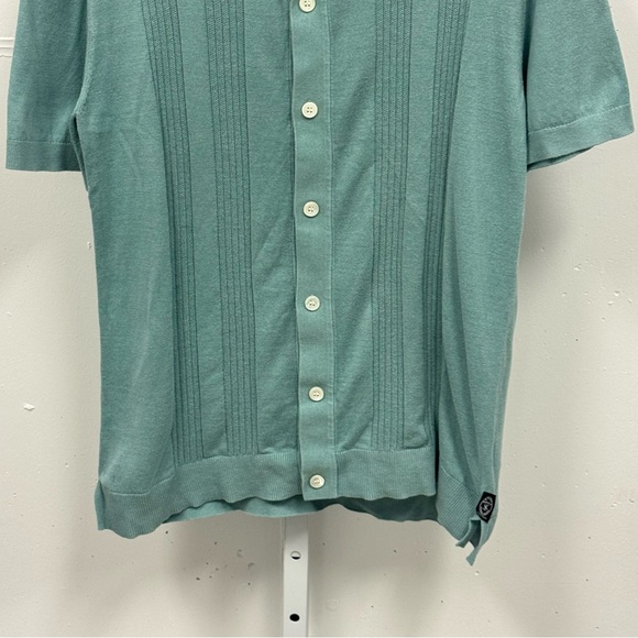 Todd Snyder Men's Silk-Cotton Ribbed Button Sweater Polo Teal Medium - Picture 5 of 13